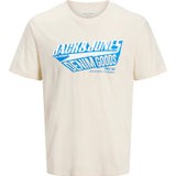 JACK & JONES JJELOGO tee o-neck col in antique white - Image 3