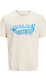 JACK & JONES JJELOGO tee o-neck col in antique white - Image 3