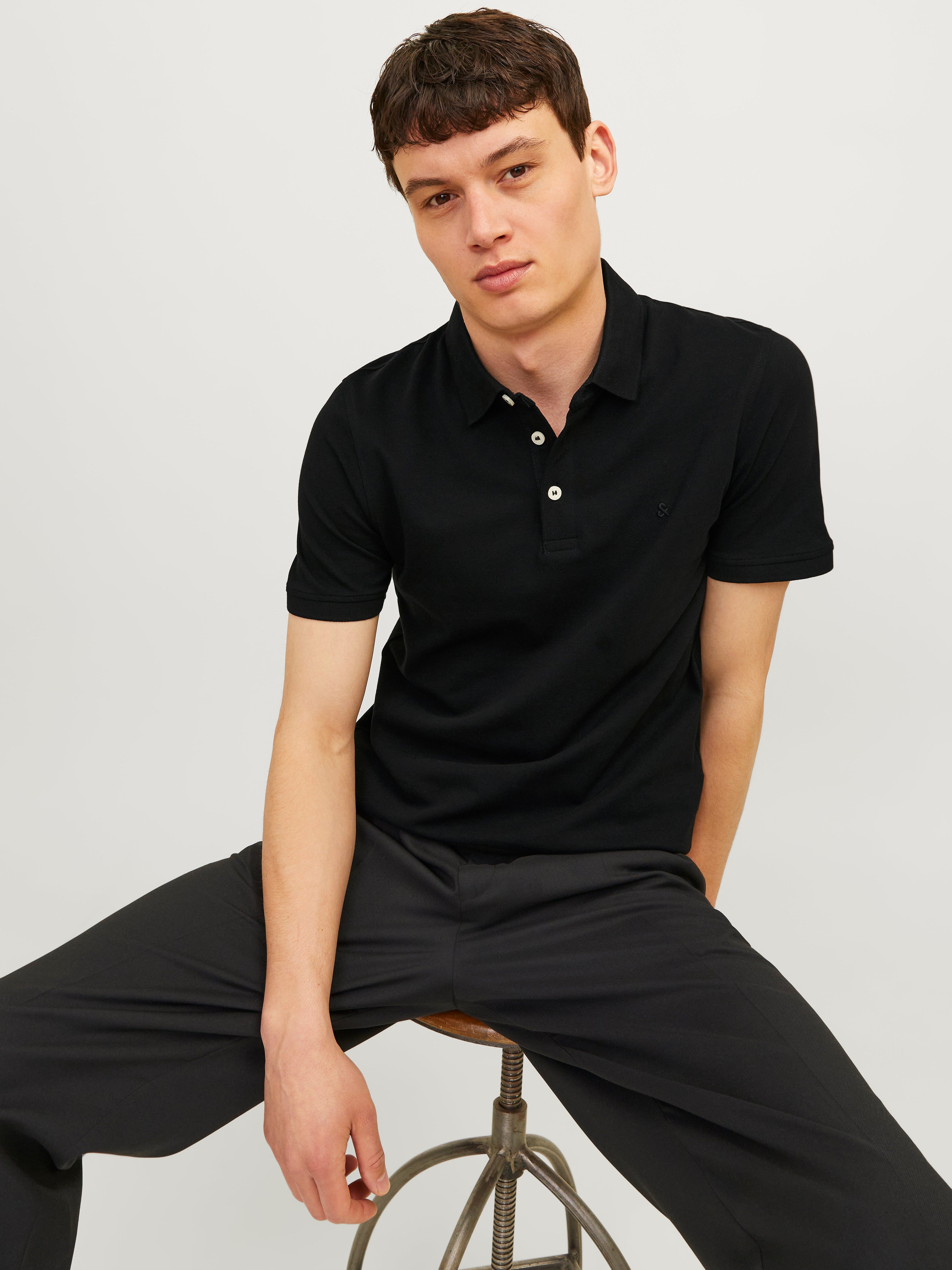 JACK & JONES JJEPAULOS polo in black - Image 8