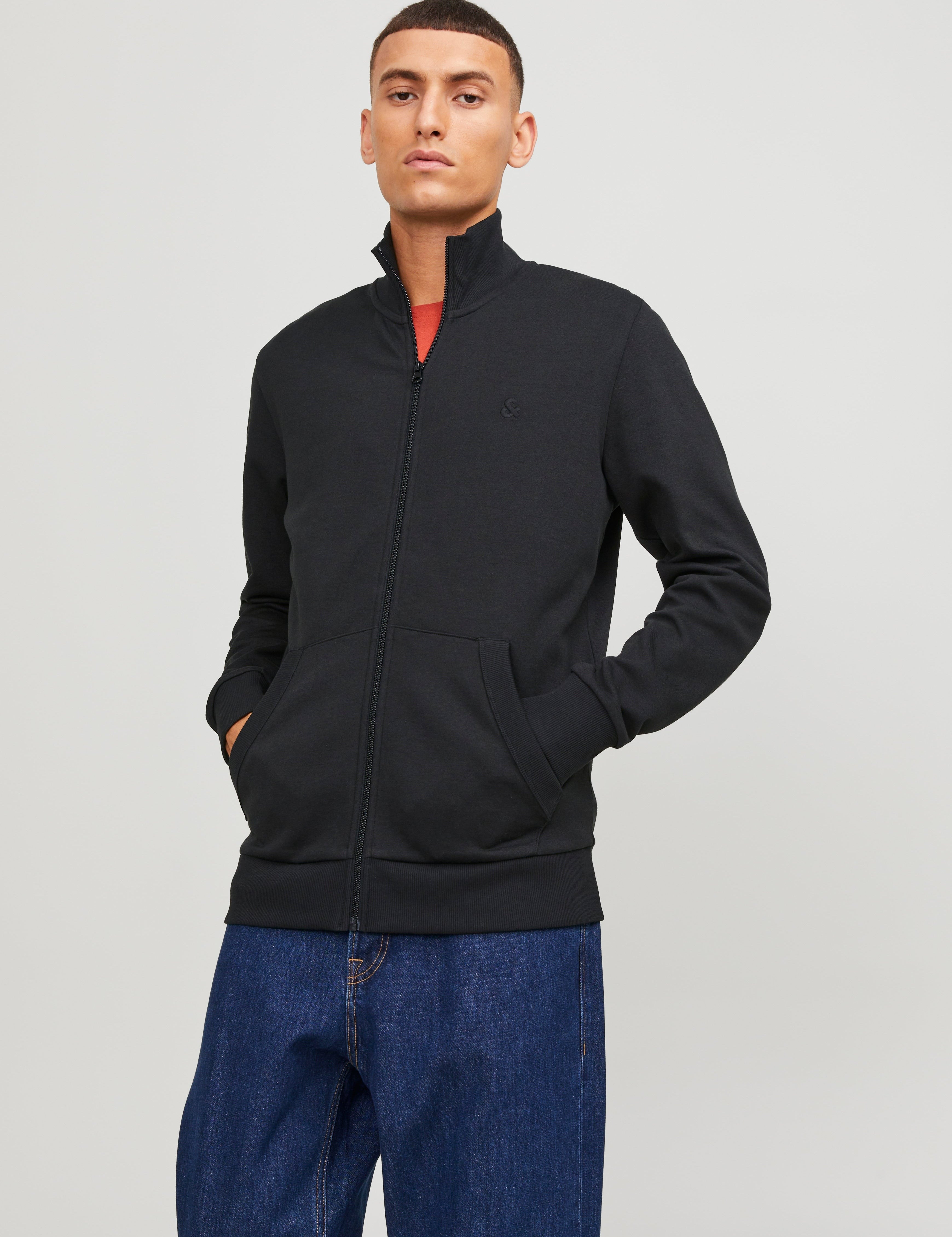 JACK & JONES JJEPAULOS sweat zip in black - Image 1