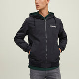 JACK & JONES JJERUSH hood bomber in black - Image 1