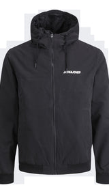 JACK & JONES JJERUSH hood bomber in black - Image 3