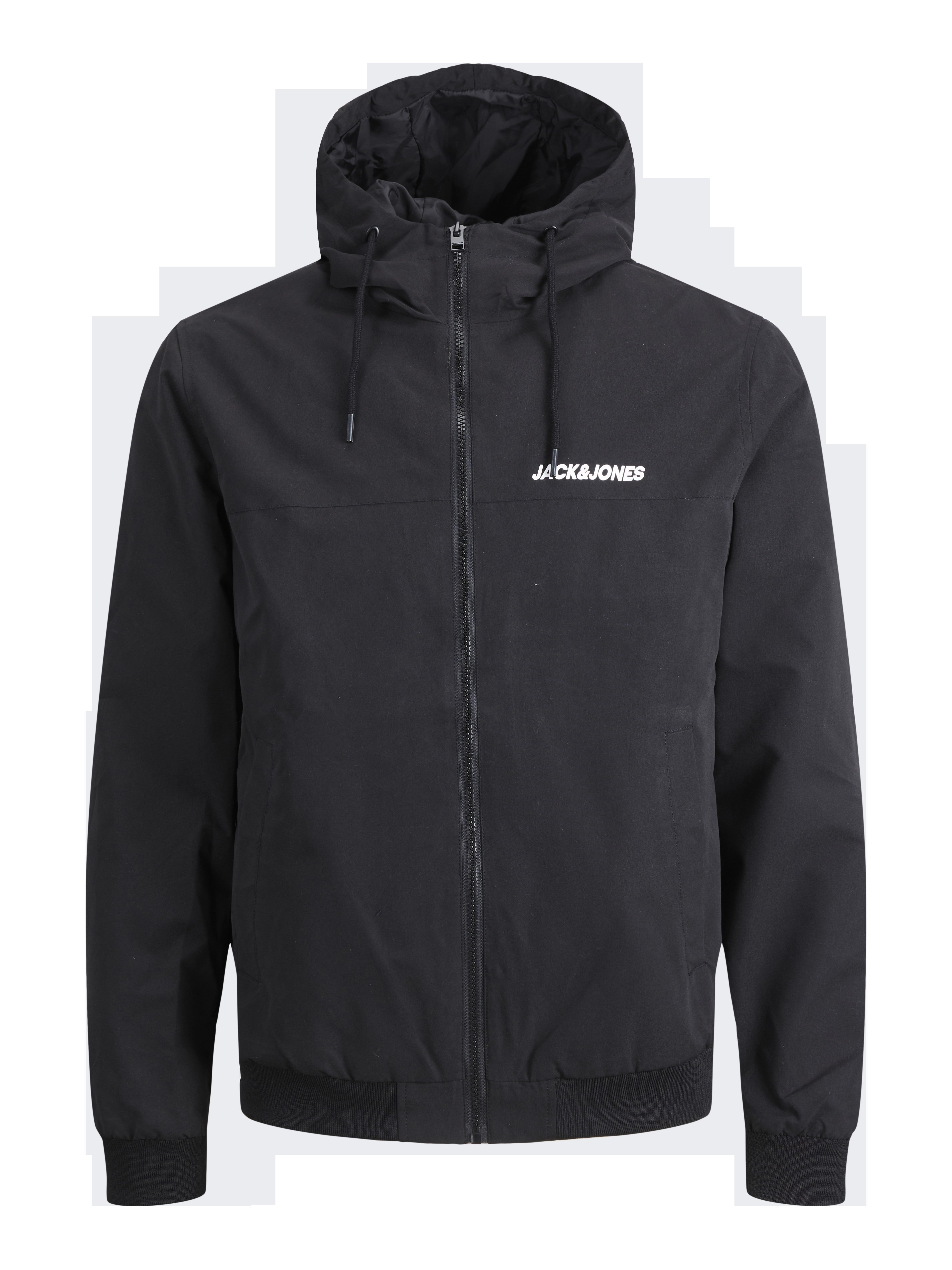 JACK & JONES JJERUSH hood bomber in black - Image 3