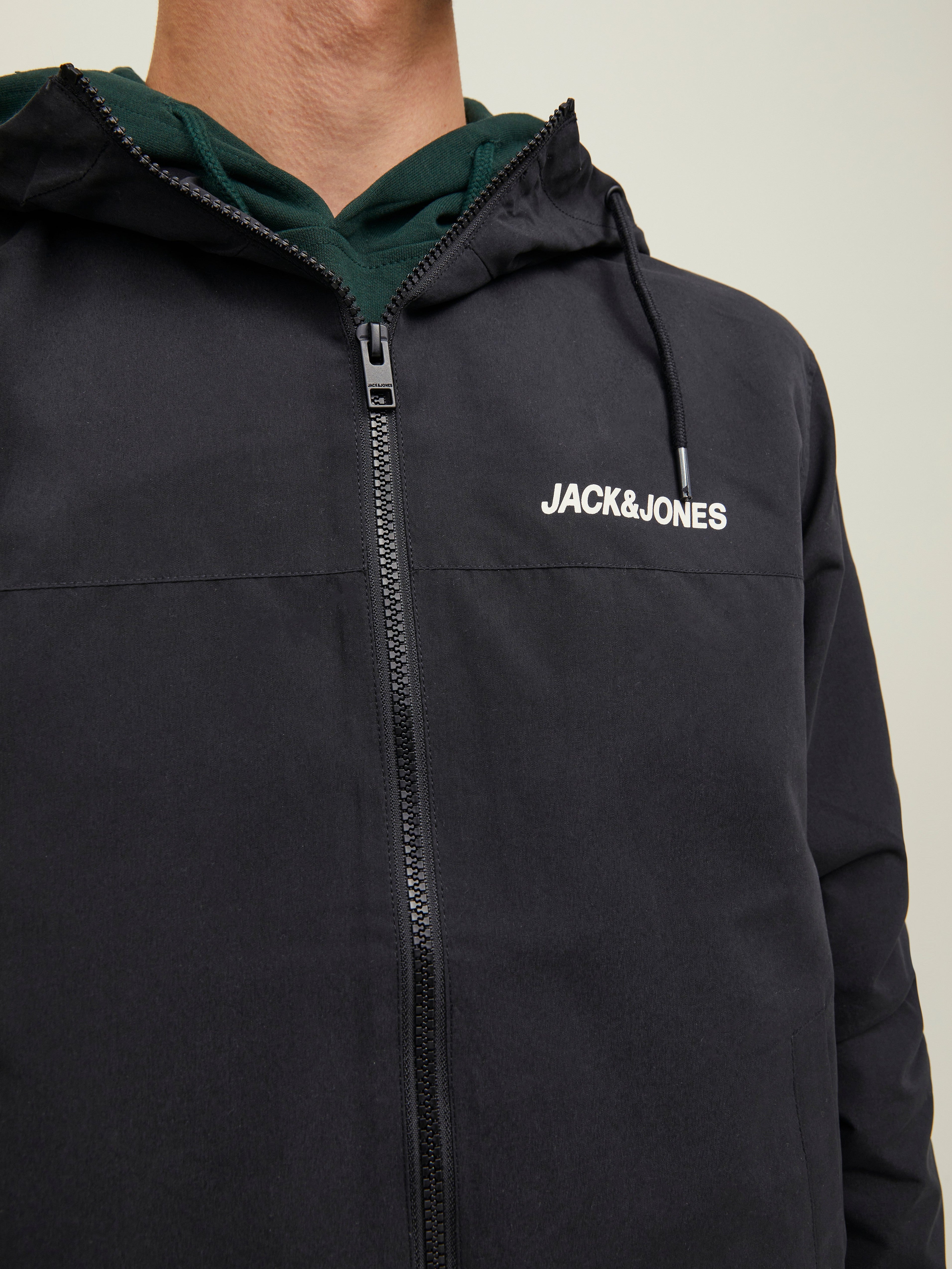 JACK & JONES JJERUSH hood bomber in black - Image 6