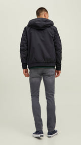 JACK & JONES JJERUSH hood bomber in black - Image 2