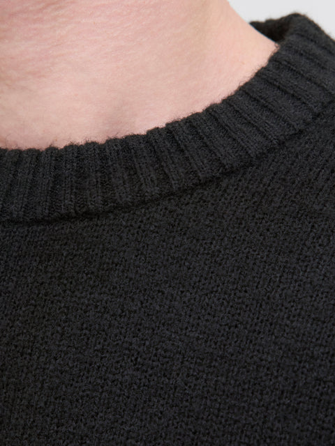 JACK & JONES JJESOHO ollie knit crew neck in black