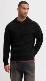JACK & JONES JJESOHO ollie knit hood - black