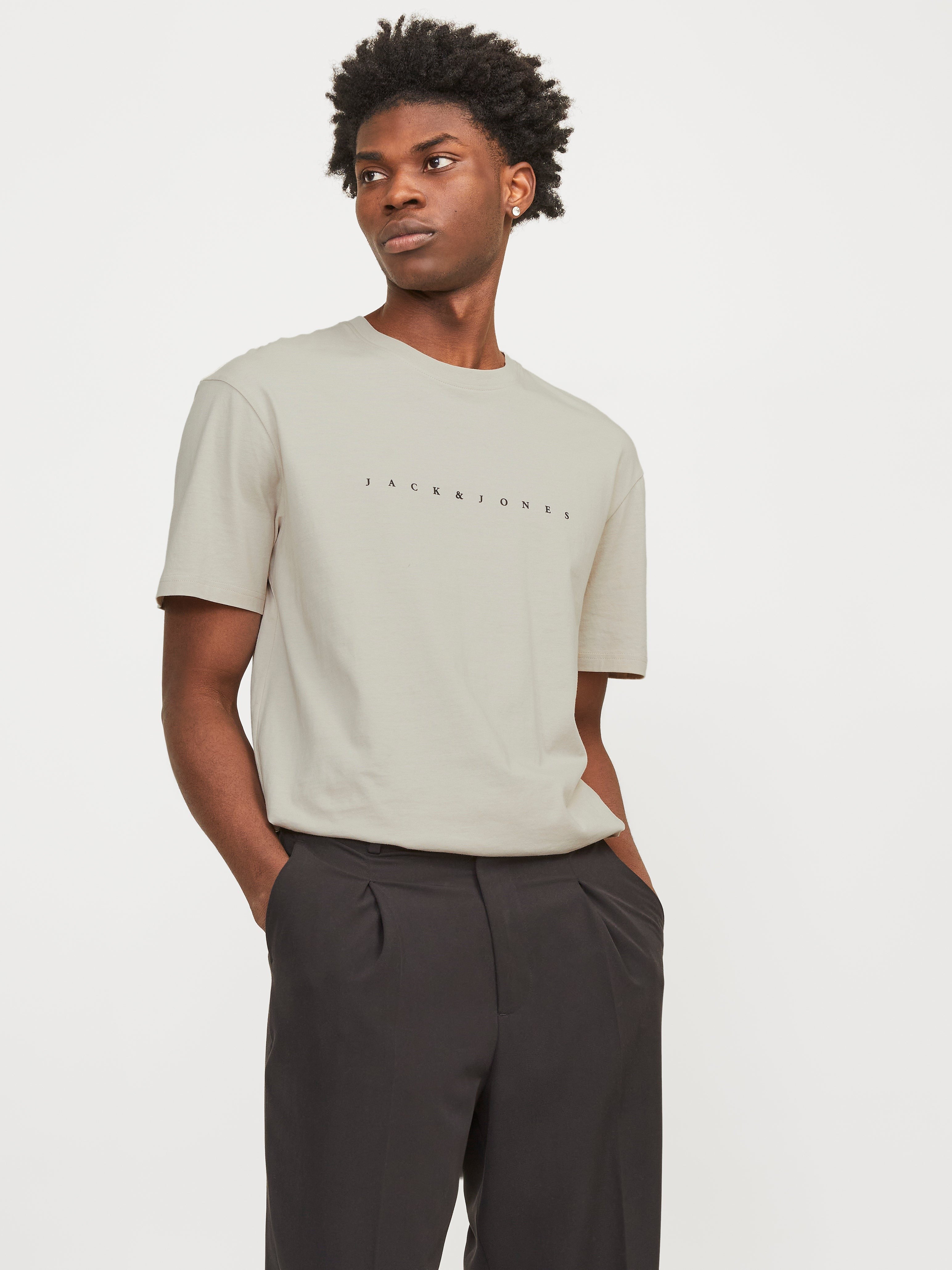 JACK & JONES JJESTAR tee in moonbeam - Image 1