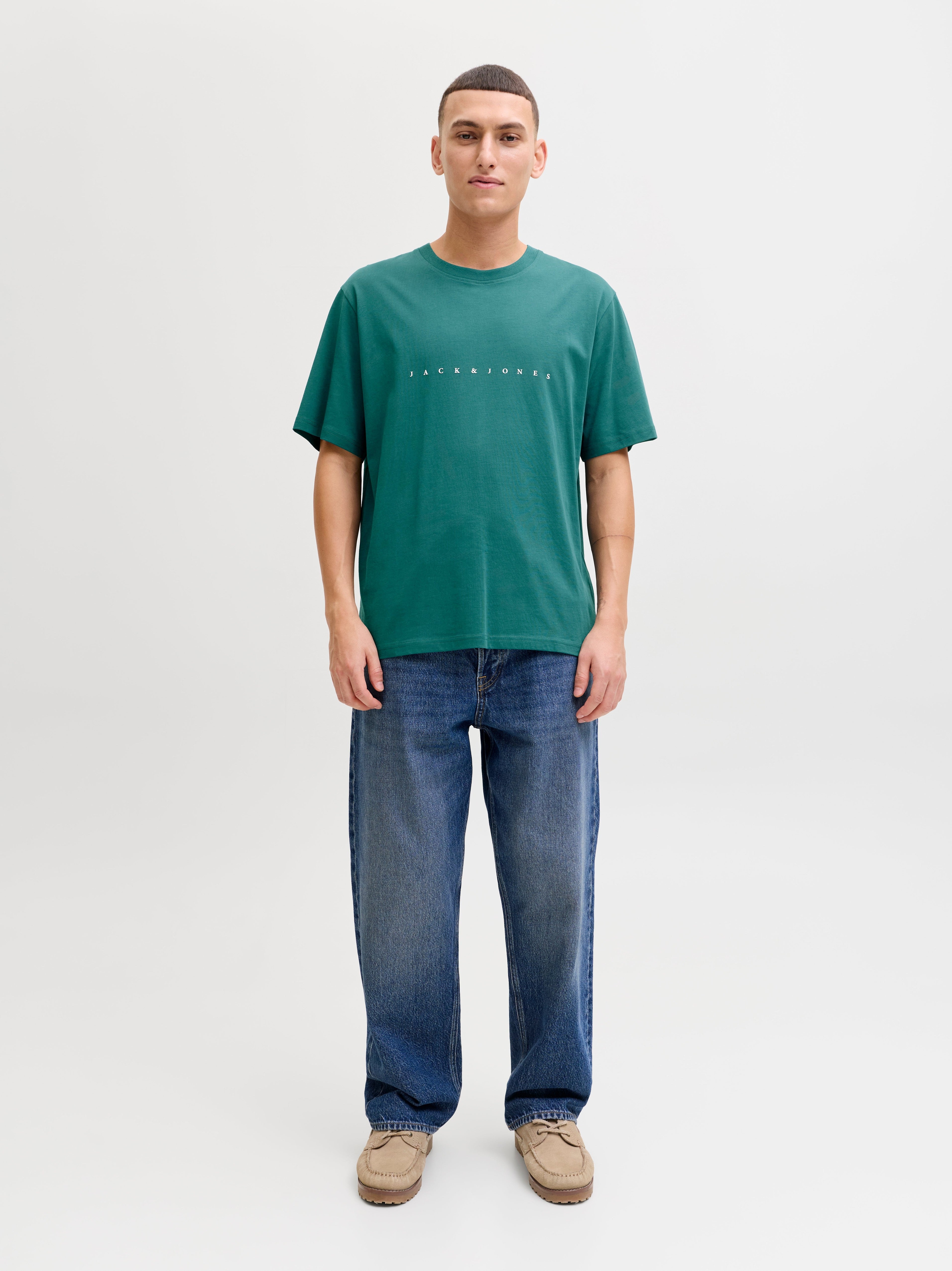 JACK & JONES JJESTAR tee in deep teal - Image 4