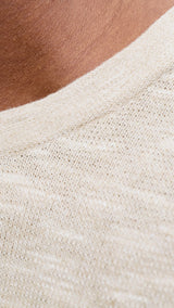 JACK & JONES JJESUMMER knit crew neck - string w. white