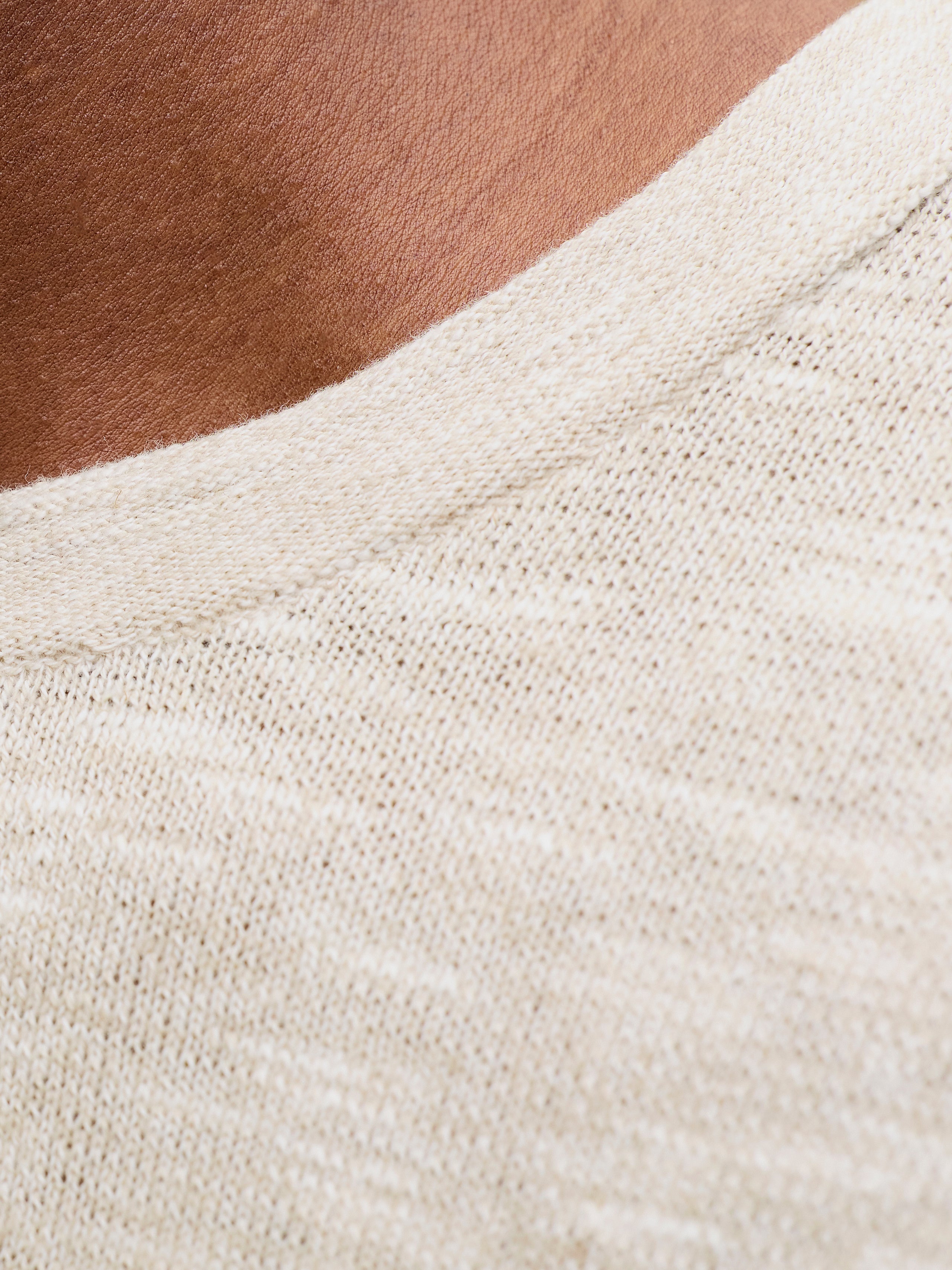 JACK & JONES JJESUMMER knit crew neck - string w. white