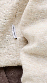 JACK & JONES JJESUMMER knit crew neck - string w. white
