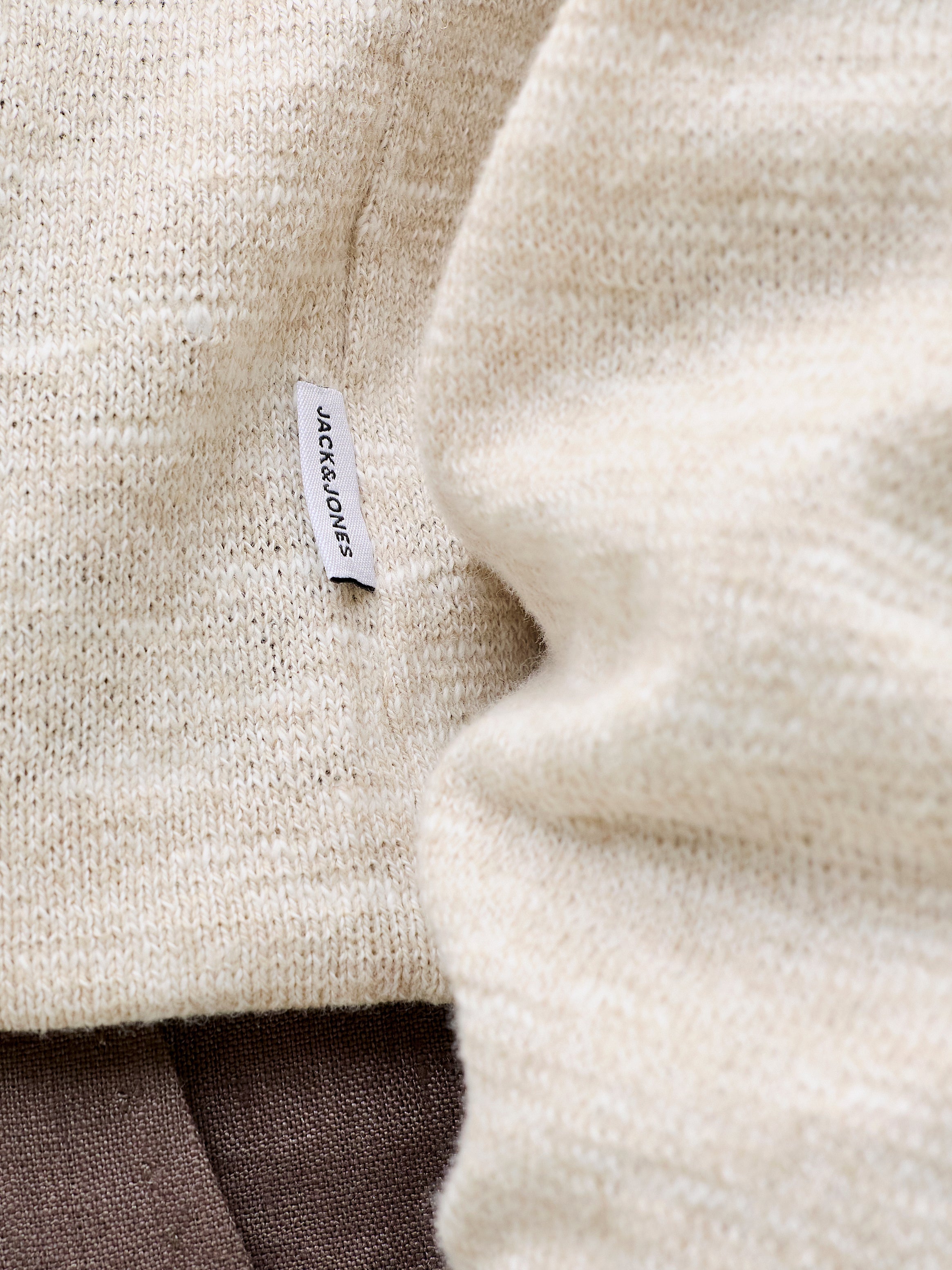 JACK & JONES JJESUMMER knit crew neck - string w. white