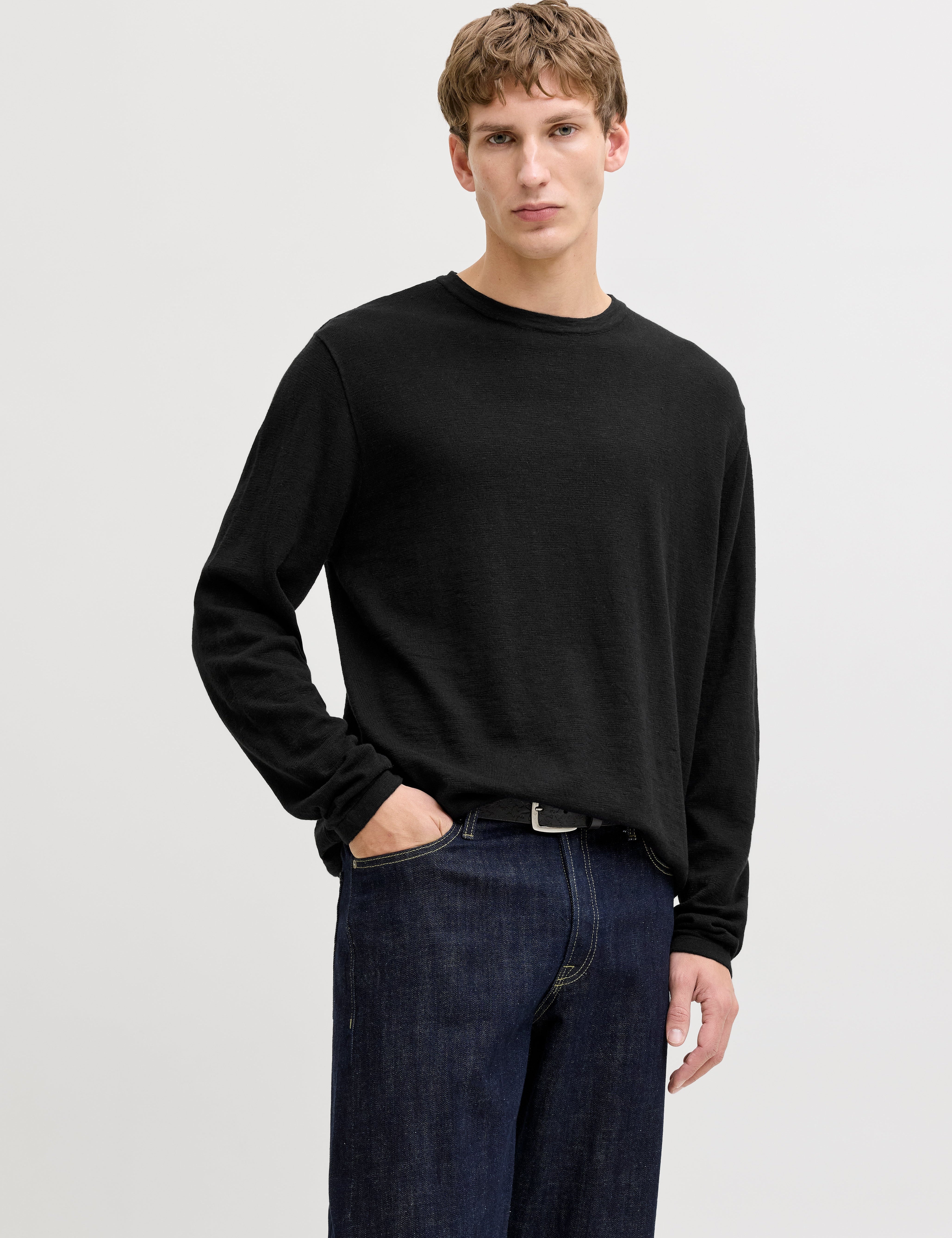 JACK & JONES JJESUMMER knit crew neck - black