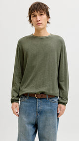 JACK & JONES JJESUMMER knit crew neck - dusty olive