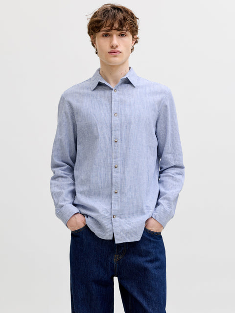 JACK & JONES JJESUMMER linen blend shirt in infinity stripes
