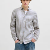 JACK & JONES JJESUMMER linen blend shirt - vetiver stripes