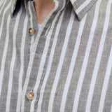 JACK & JONES JJESUMMER linen blend shirt - vetiver stripes