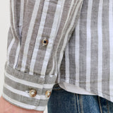 JACK & JONES JJESUMMER linen blend shirt - vetiver stripes
