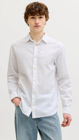 JACK & JONES JJESUMMER linen blend shirt - white
