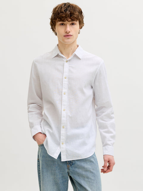 JACK & JONES JJESUMMER linen blend shirt in white