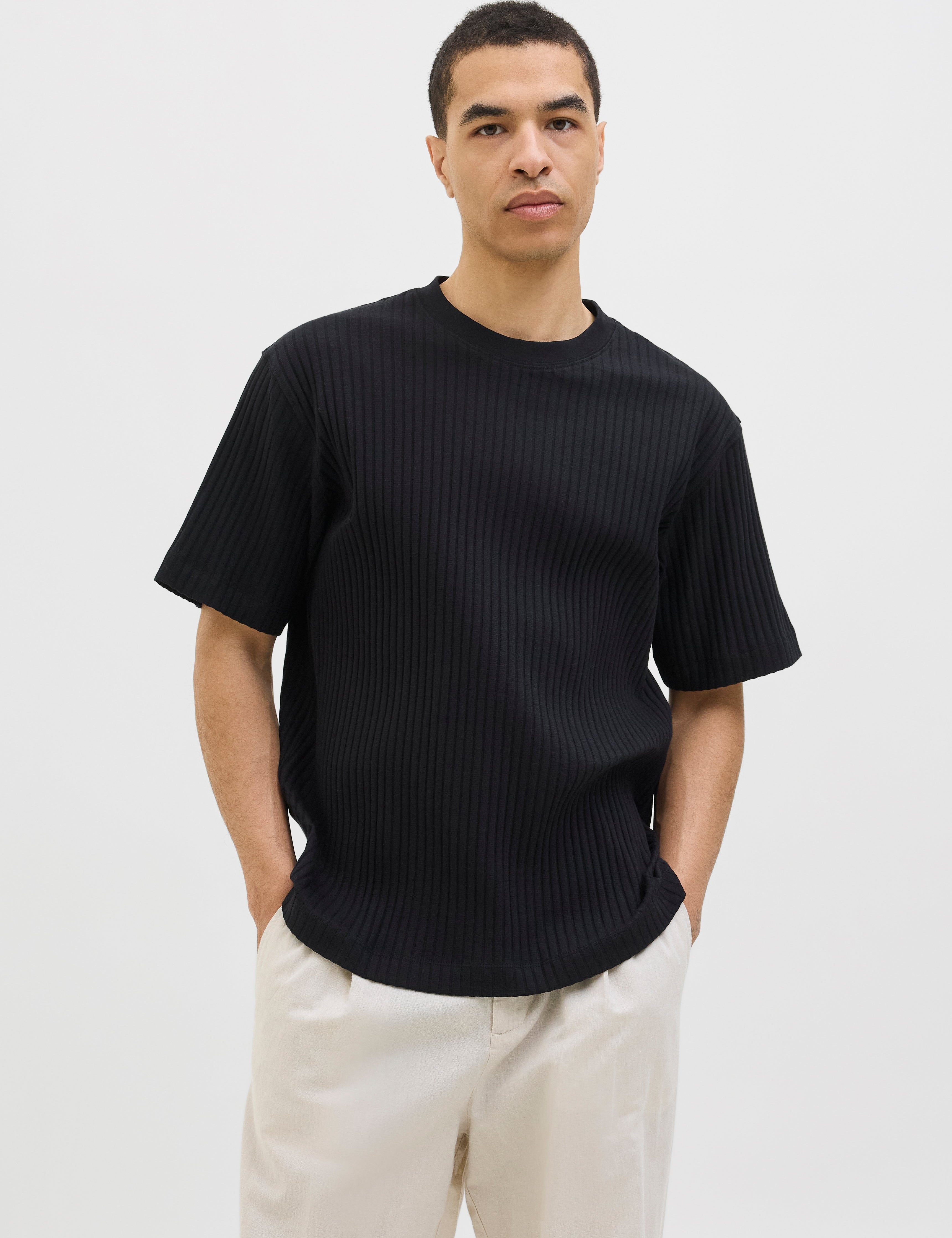 JACK & JONES JJEURBAN edge structure tee in black 1 - Image 1