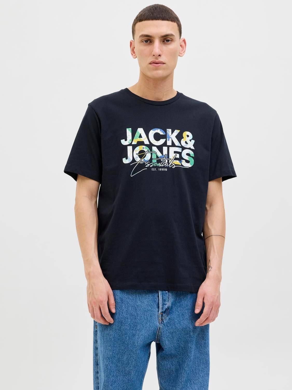 JACK & JONES JJGEPLAS tee crew neck in sky captain - Image 1