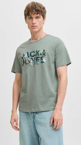 JACK & JONES JJGEPLAS tee crew neck in iceberg green - Image 1