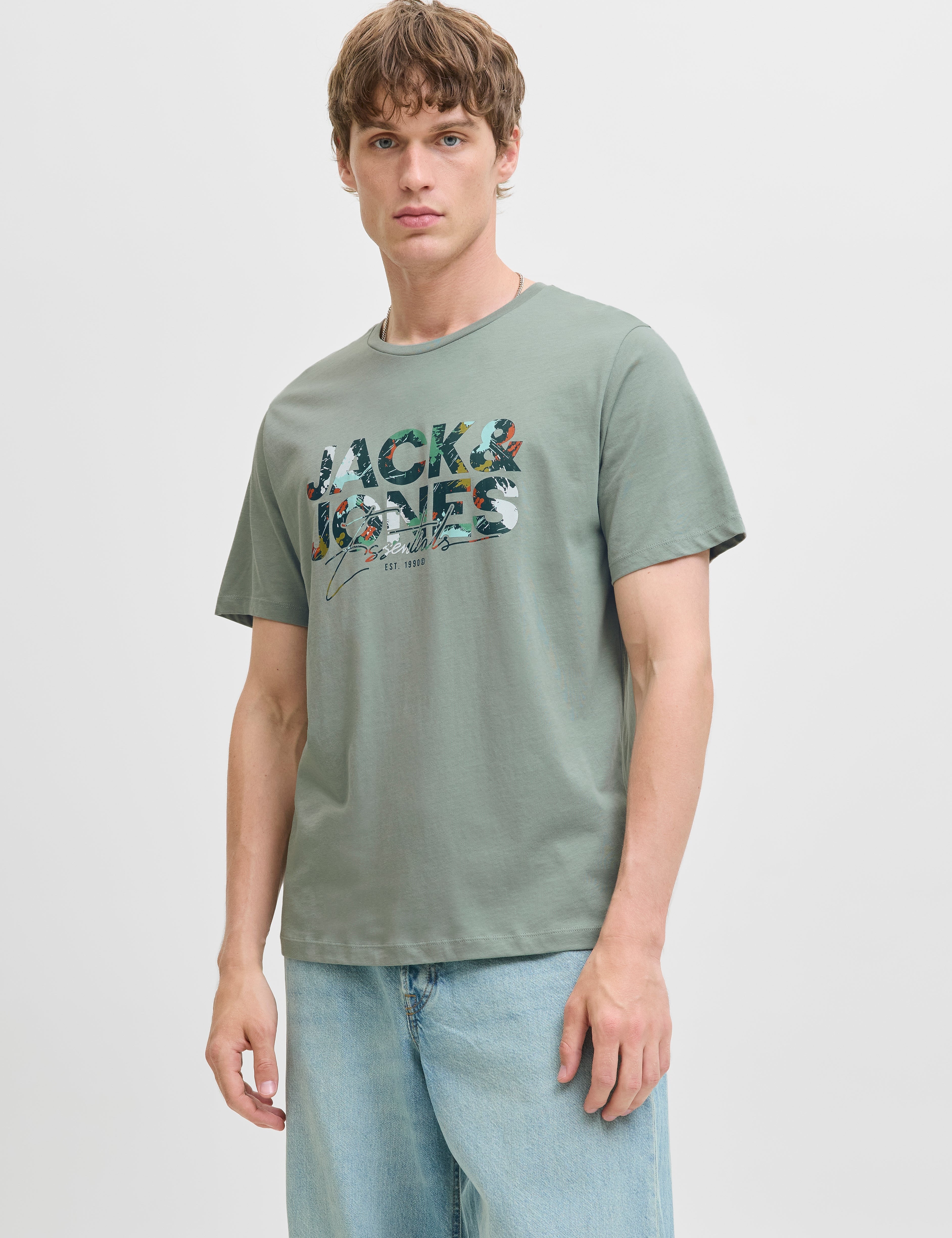 JACK & JONES JJGEPLAS tee crew neck in iceberg green - Image 1