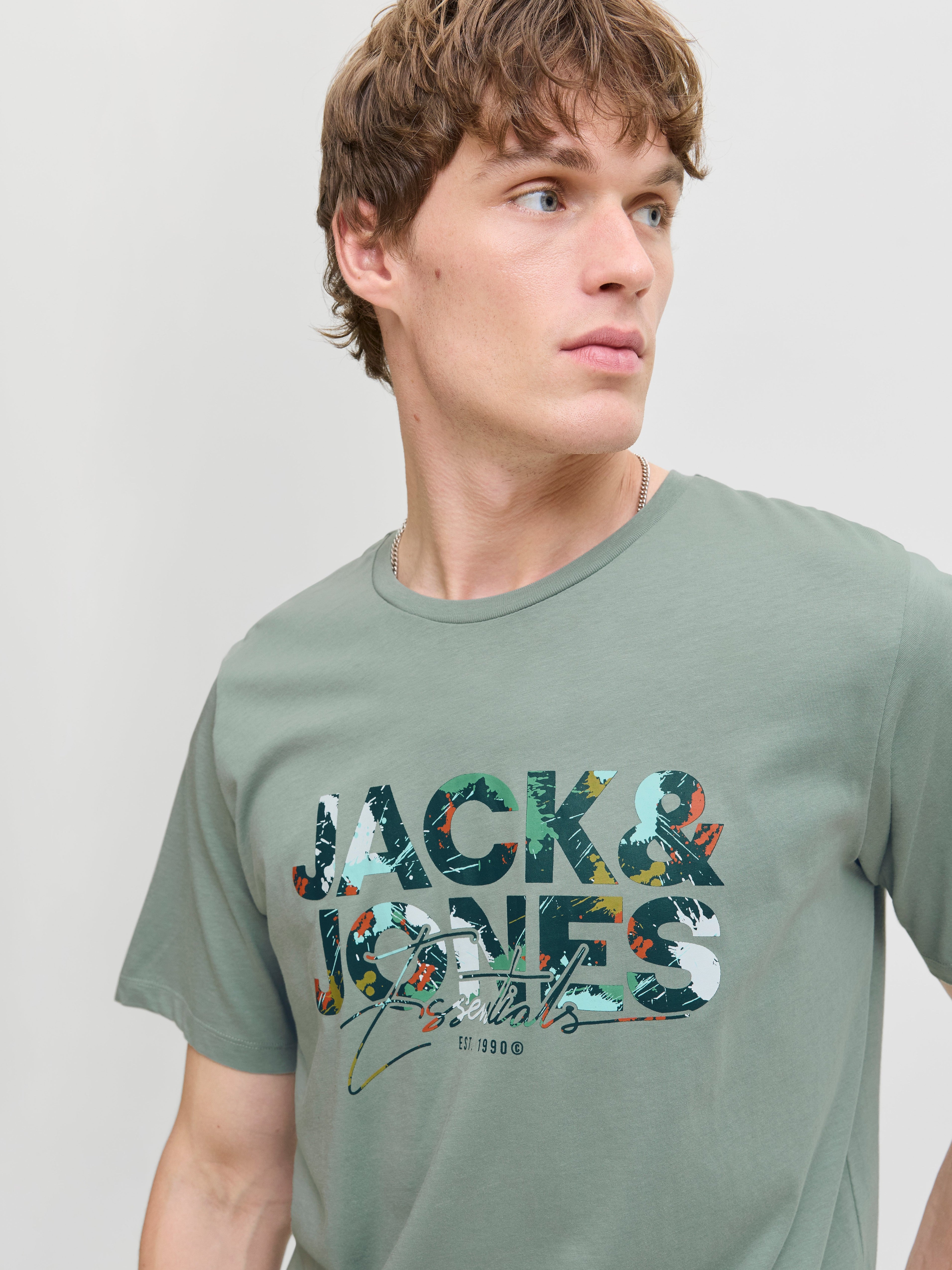 JACK & JONES JJGEPLAS tee crew neck in iceberg green - Image 7
