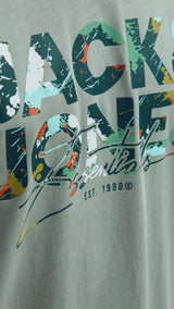 JACK & JONES JJGEPLAS tee crew neck in iceberg green - Image 5