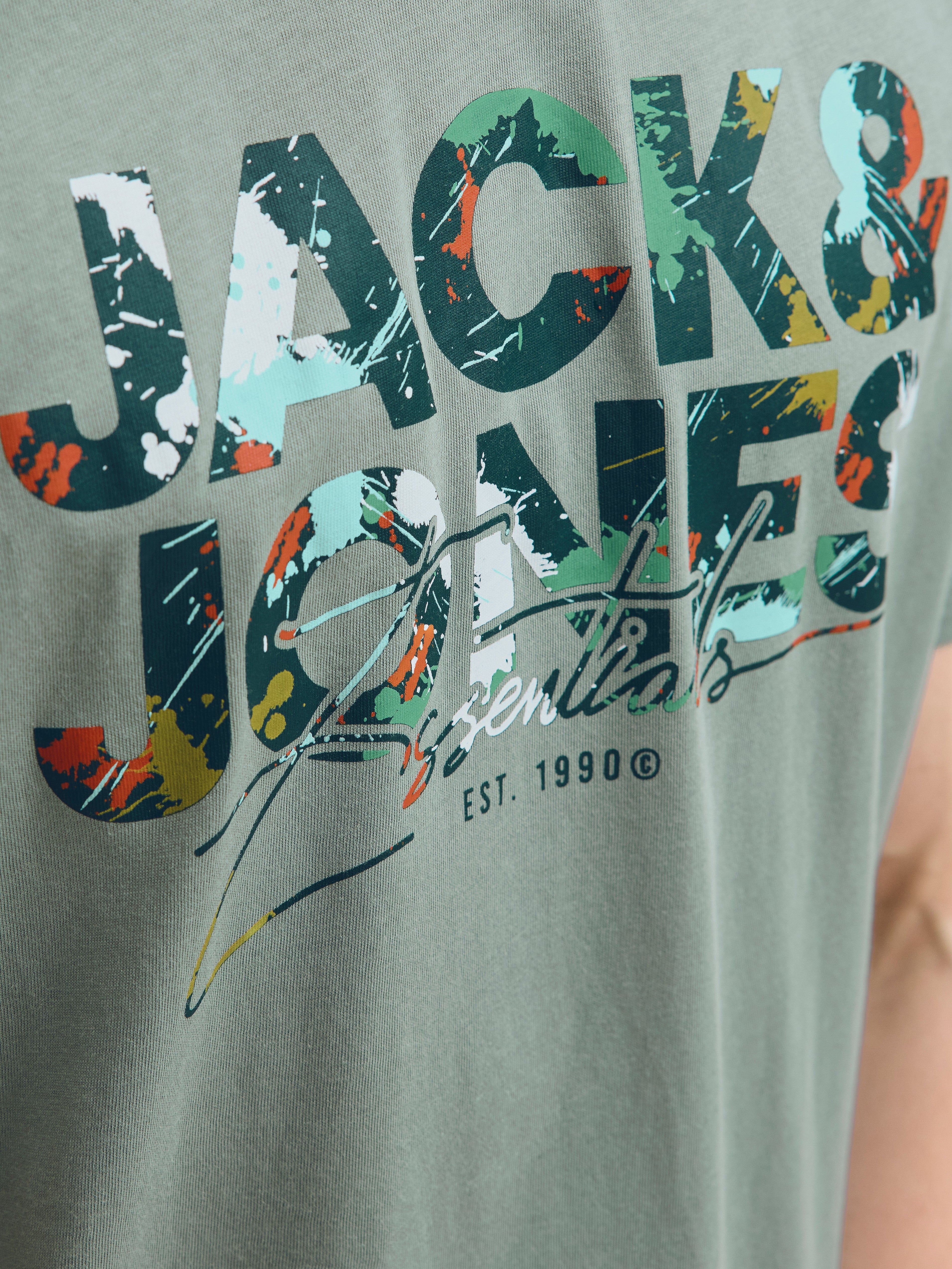 JACK & JONES JJGEPLAS tee crew neck in iceberg green - Image 5