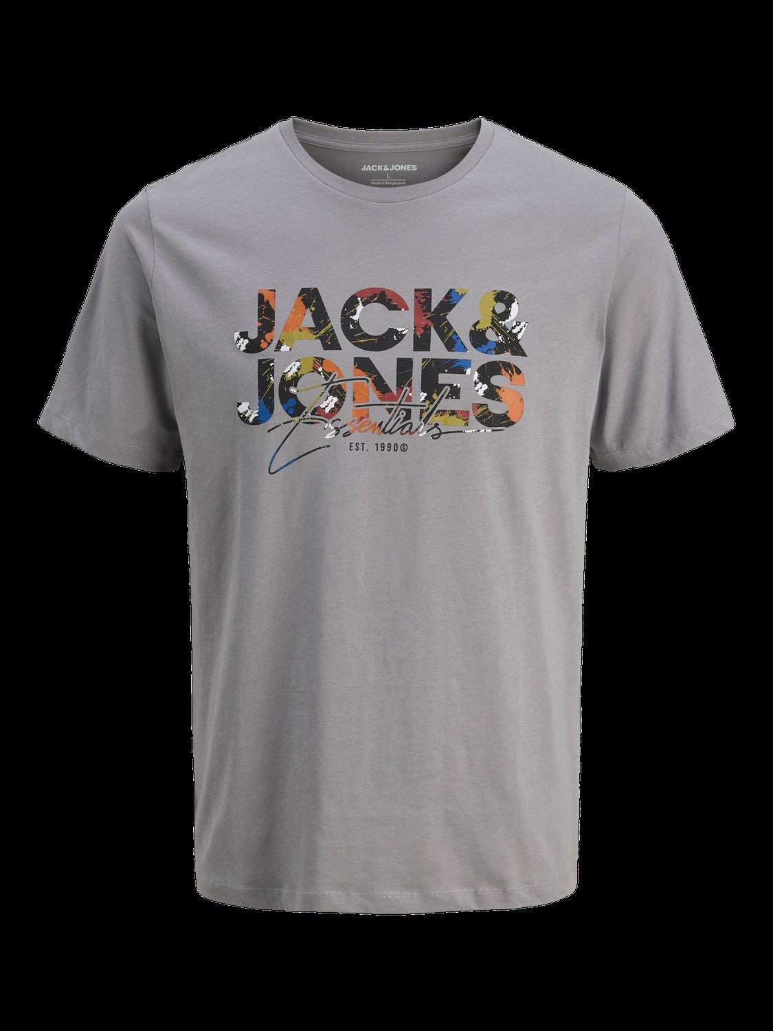 JACK & JONES JJGEPLAS tee crew neck in ultimate grey - Image 3