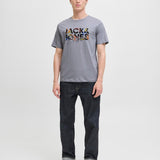 JACK & JONES JJGEPLAS tee crew neck in ultimate grey - Image 4