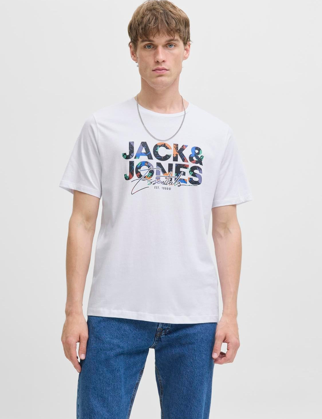 JACK & JONES JJGEPLAS tee crew neck in white - Image 1
