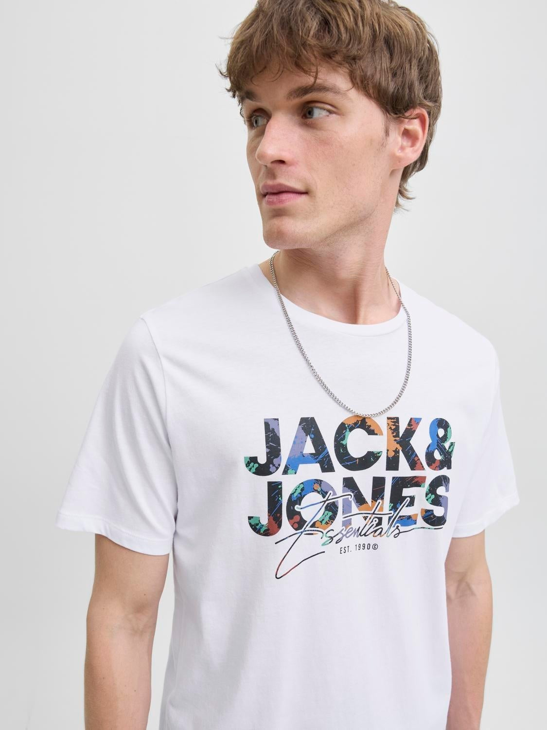JACK & JONES JJGEPLAS tee crew neck in white - Image 7