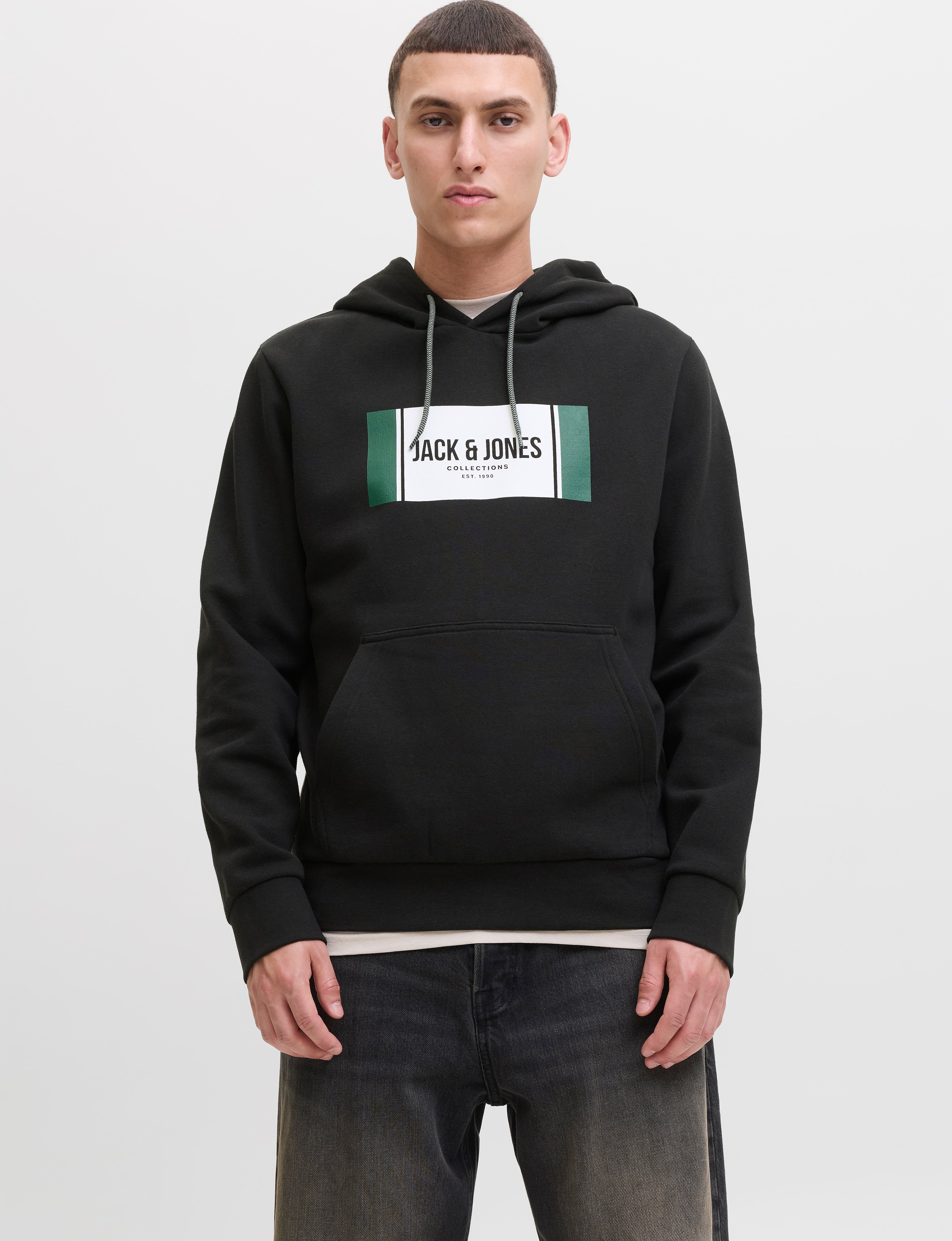 JACK & JONES JJHAYATO sweat hood - antique white