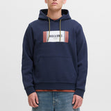 JACK & JONES JJHAYATO sweat hood - navy blazer