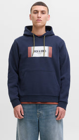 JACK & JONES JJHAYATO sweat hood - navy blazer