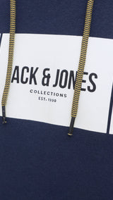 JACK & JONES JJHAYATO sweat hood - navy blazer