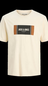 JACK & JONES JJHAYATO tee crew neck in antique white - Image 3