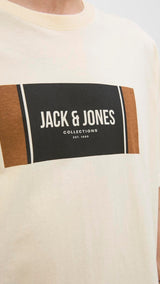 JACK & JONES JJHAYATO tee crew neck in antique white - Image 5