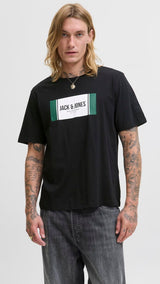 JACK & JONES JJHAYATO tee crew neck in black - Image 1