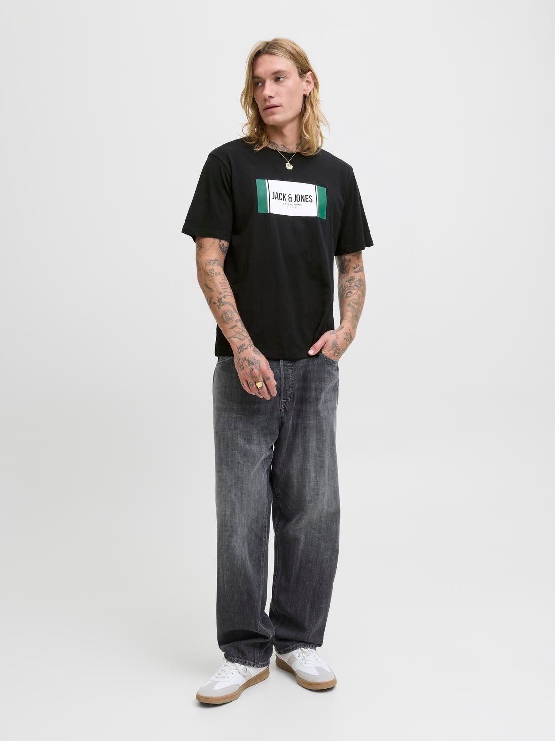 JACK & JONES JJHAYATO tee crew neck in black - Image 4