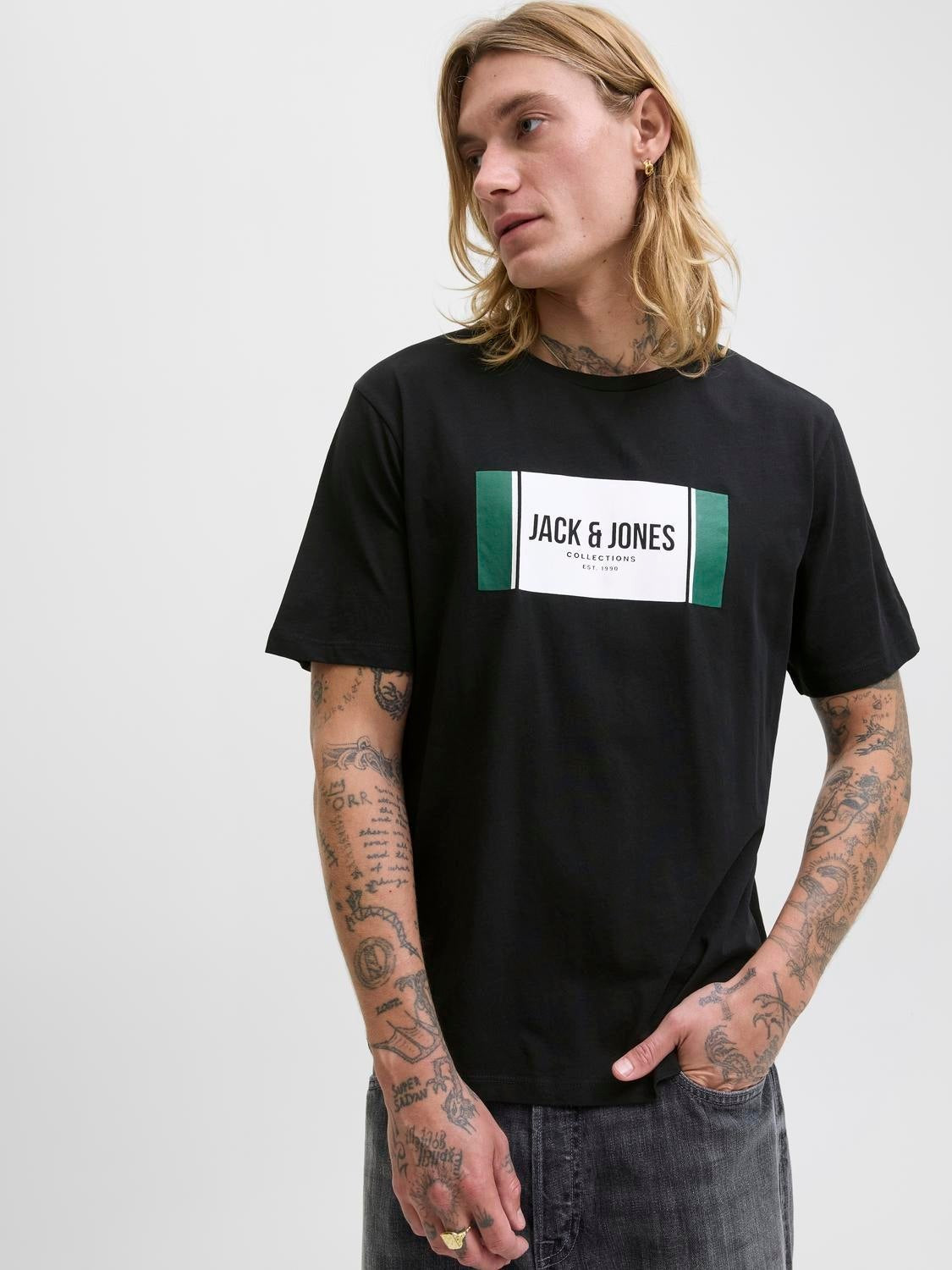 JACK & JONES JJHAYATO tee crew neck in black - Image 7