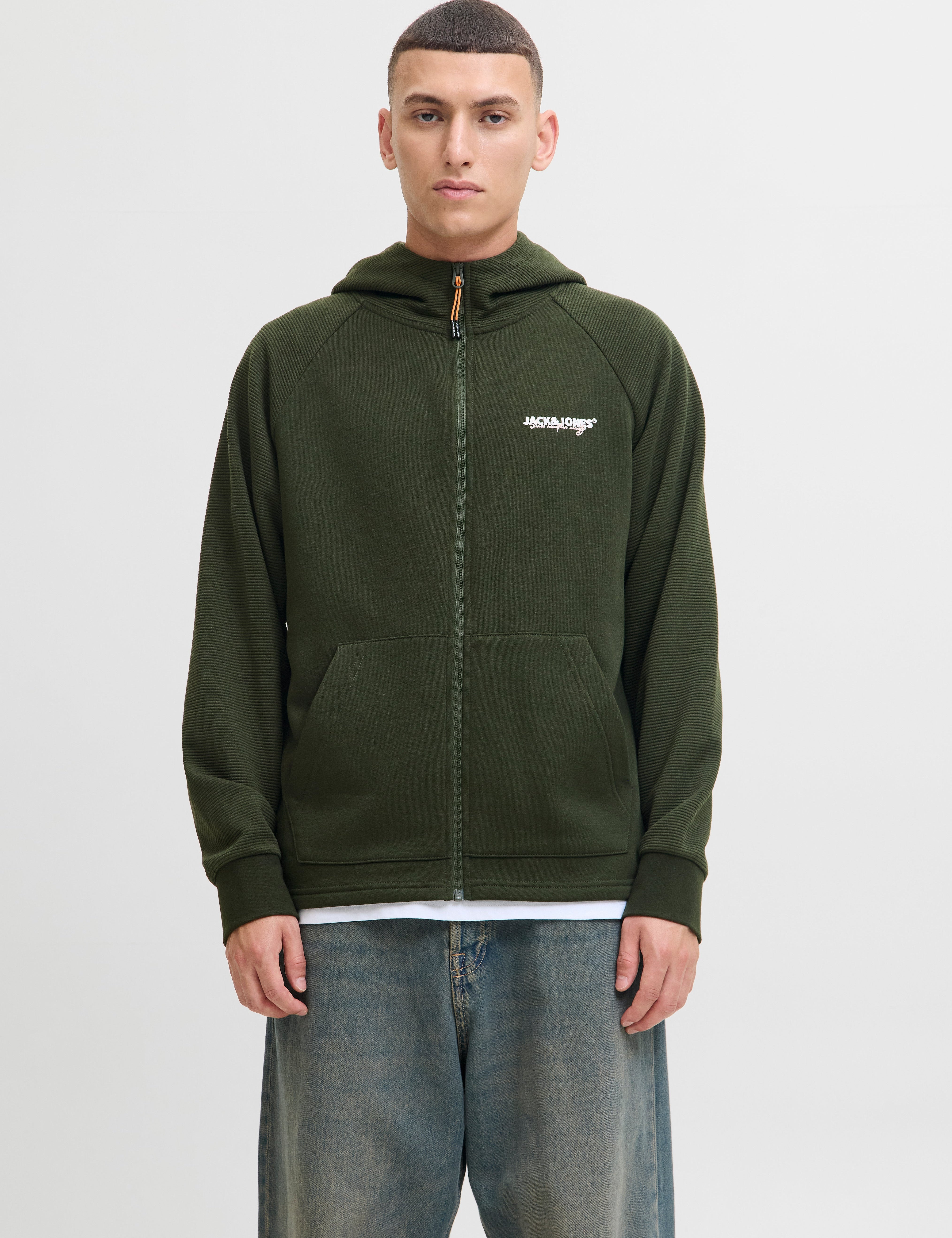 JACK & JONES JJTHATCHER sweat zip hood - duffel bag