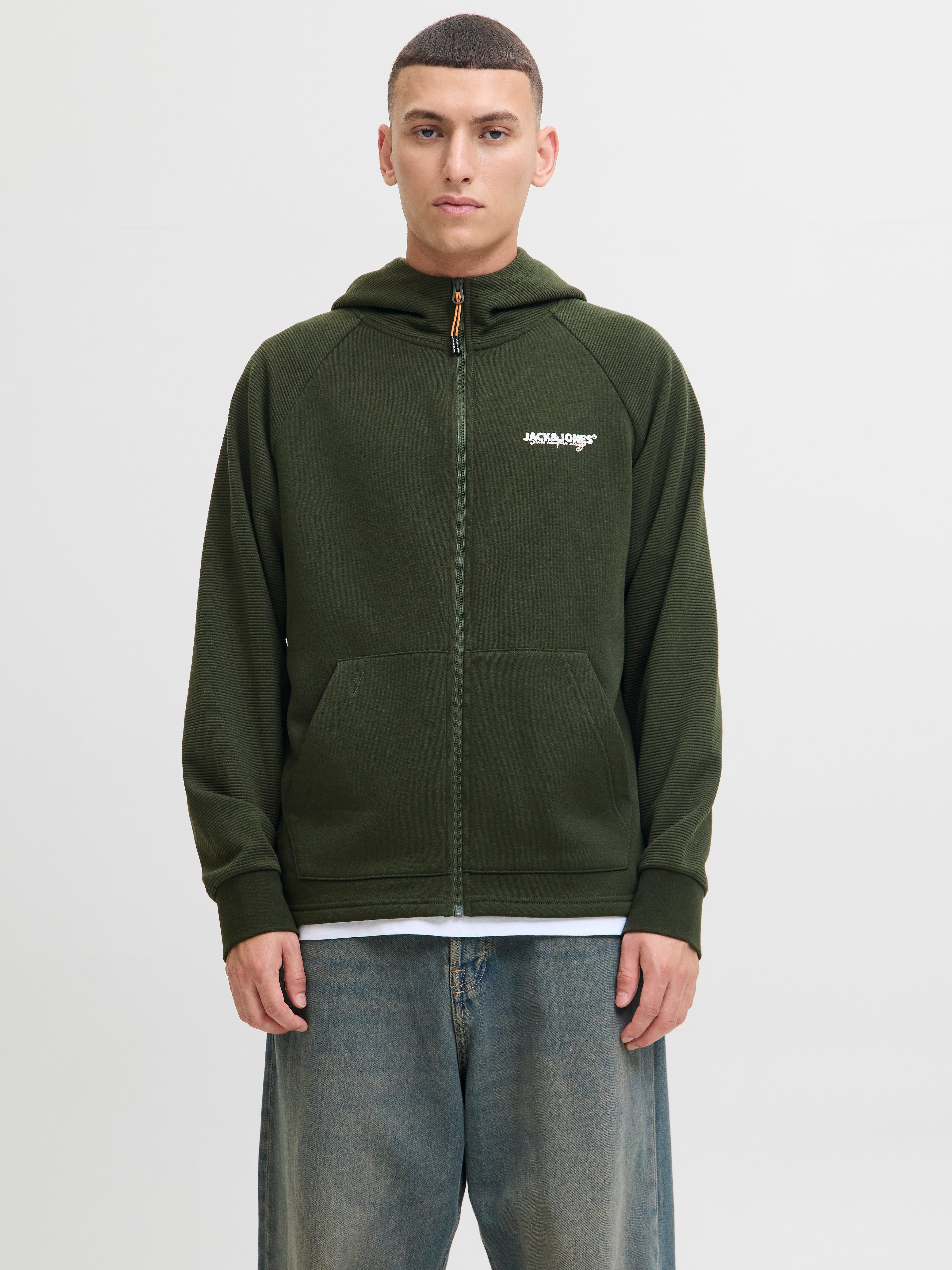 JACK & JONES JJTHATCHER sweat zip hood - duffel bag