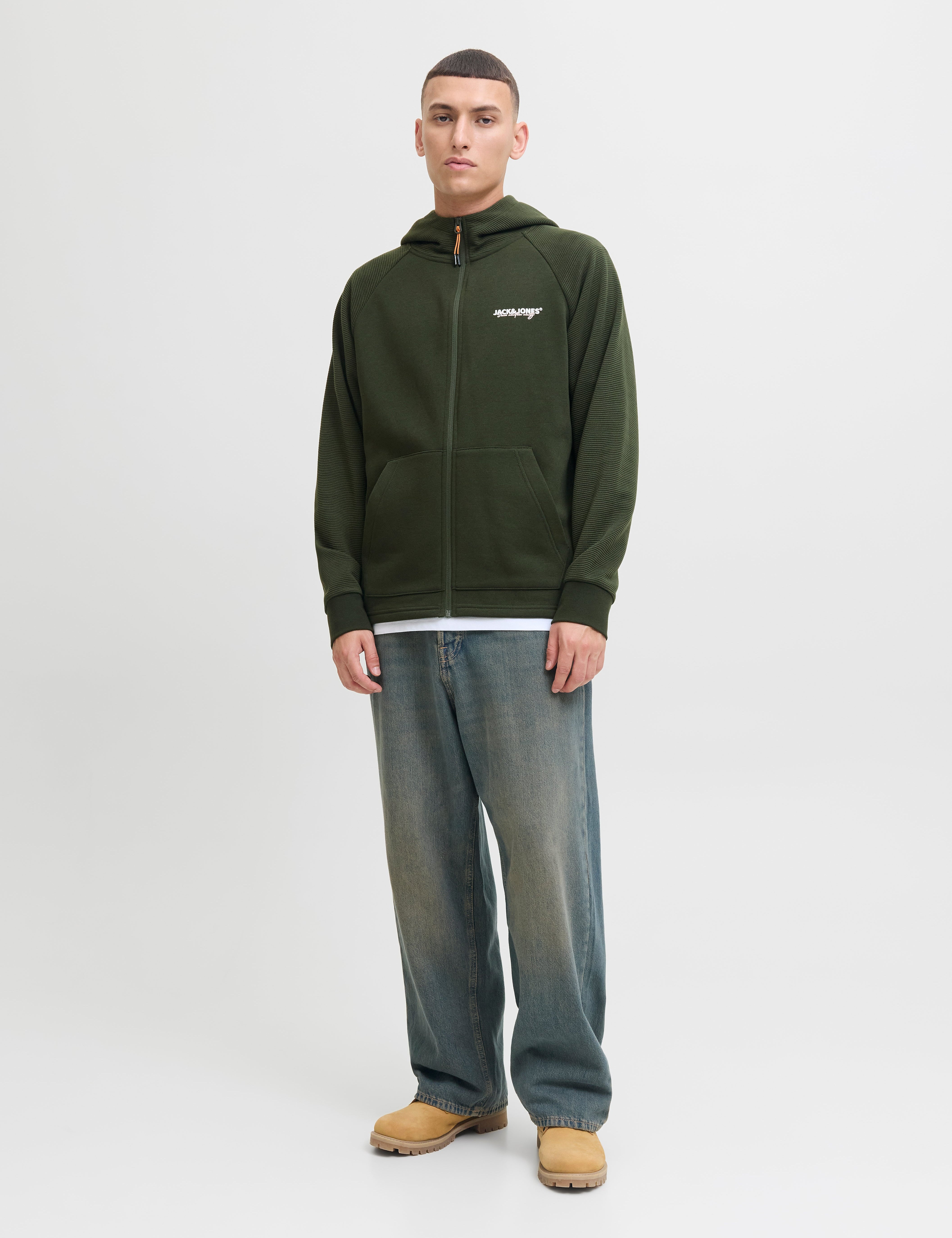 JACK & JONES JJTHATCHER sweat zip hood - duffel bag