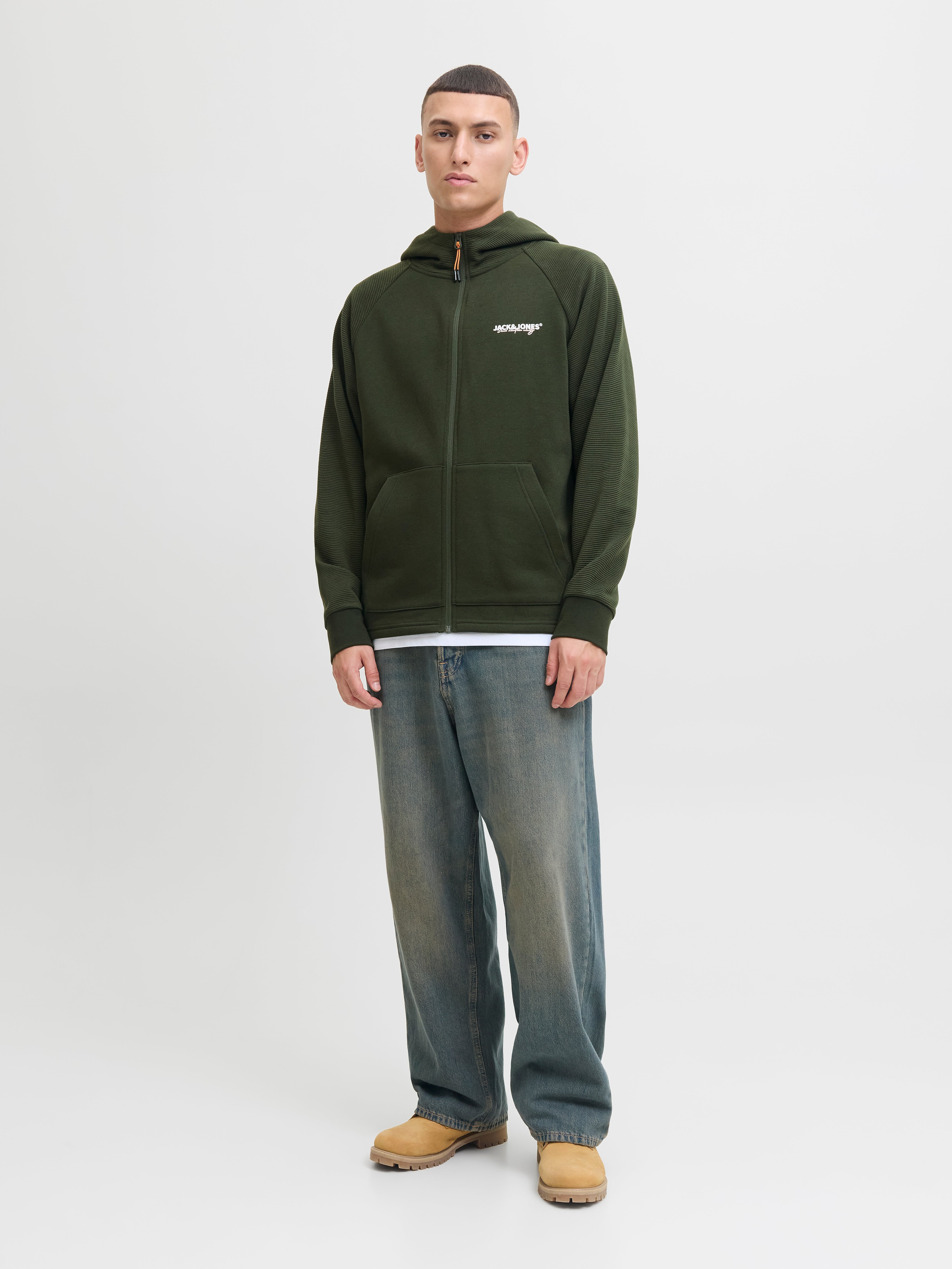 JACK & JONES JJTHATCHER sweat zip hood - duffel bag