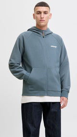 JACK & JONES JJTHATCHER sweat zip hood - stormy weather